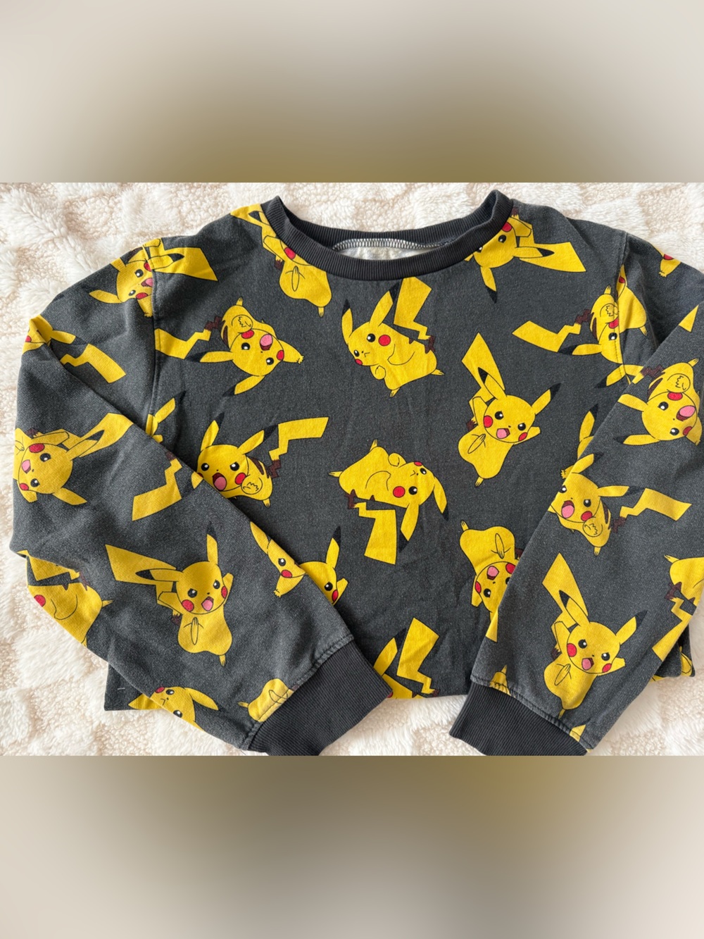 Pikachu Kids' Black & Yellow Crewneck Sweatshirt Pokemon